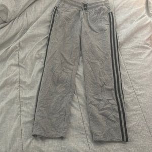 Women’s grey adidas sweatpants with straight leg